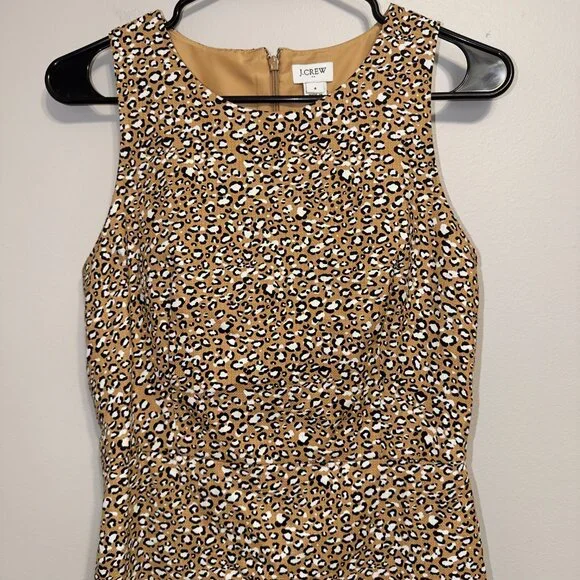 J.Crew Size 4 Leopard Print Sleeveless Sheath Dress - Picture 4 of 7